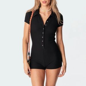 Edikted Black Lucia ribbed romper